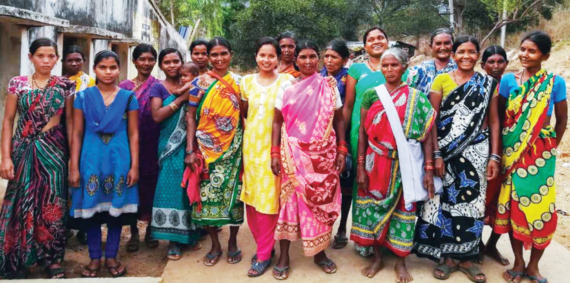 Swasthya sevikas (health attendants) from 16 tribal villages at the MITRA Health Centre in Kachapaju village