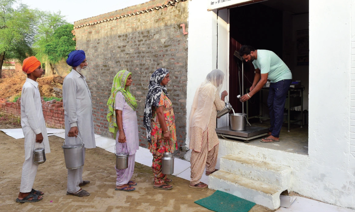 Members of the Ruhaanii MPC at a collection centre in Rampur Mander village in the Mansa district of Punjab