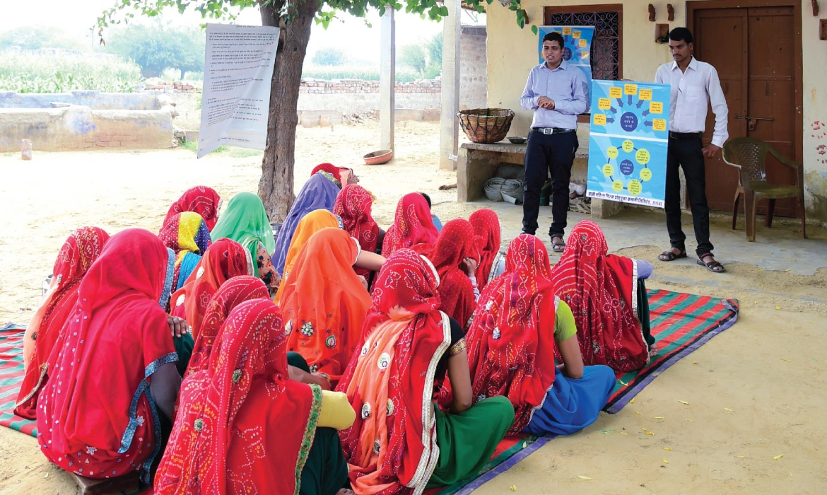 A group of women from Bamboli village in Alwar district gets the lowdown on the benefits of entering the dairy farming business  