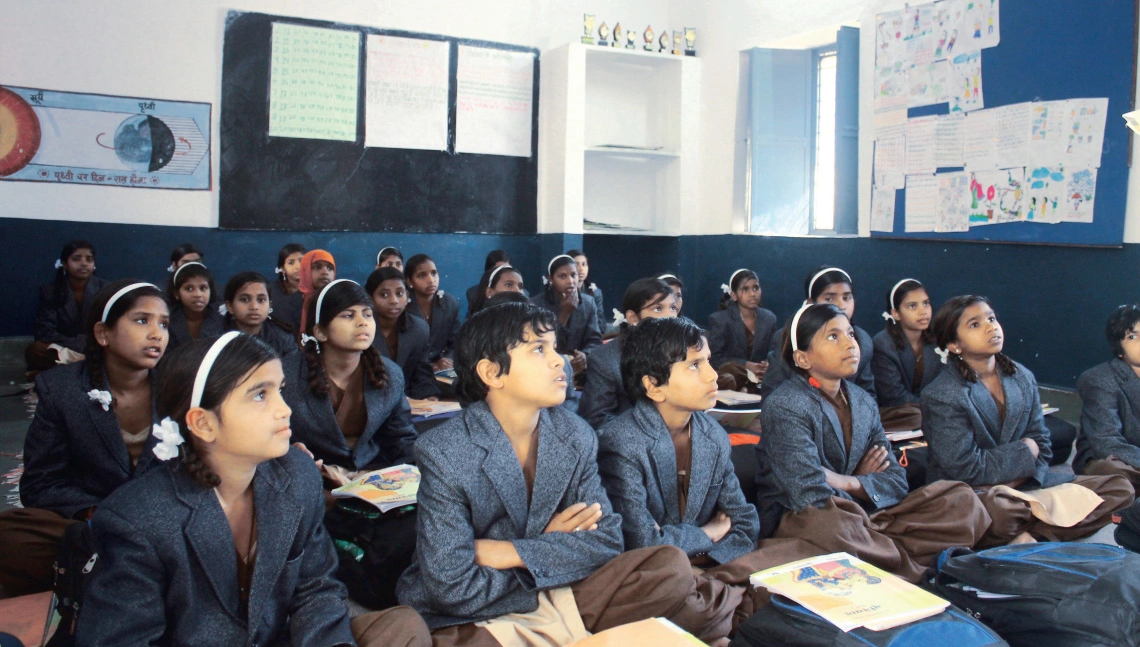 Children at a district school in the interiors of Rajasthan; high educational attainment demands more than last-mile delivery