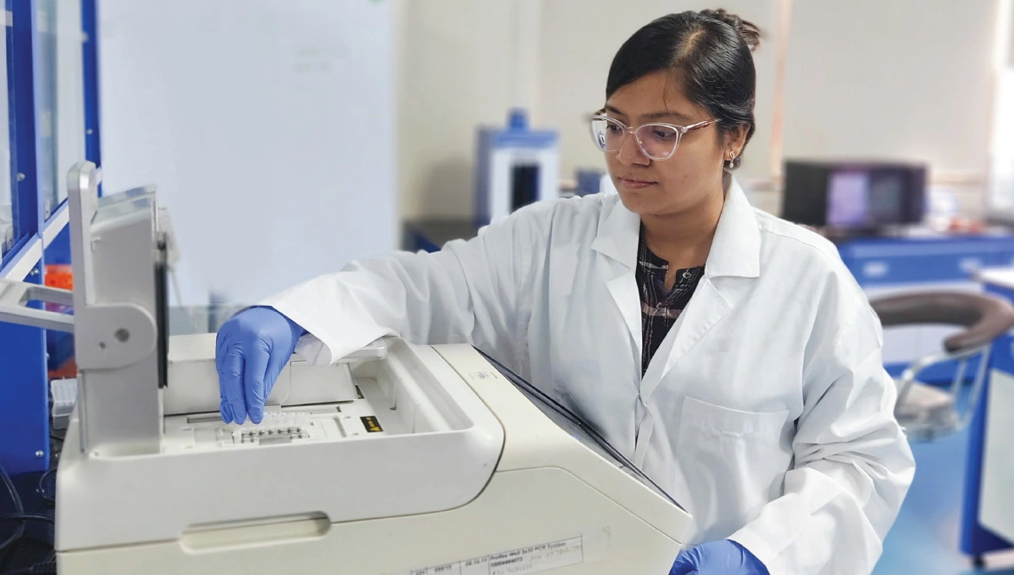 A scientist at the genomics laboratory of the Centre for DNA Fingerprinting and Diagnostics in Hyderabad
