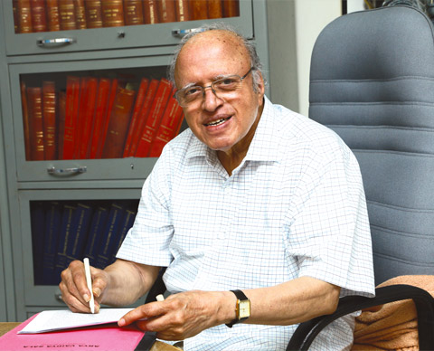 Dr Swaminathan at the office of his foundation in Chennai 