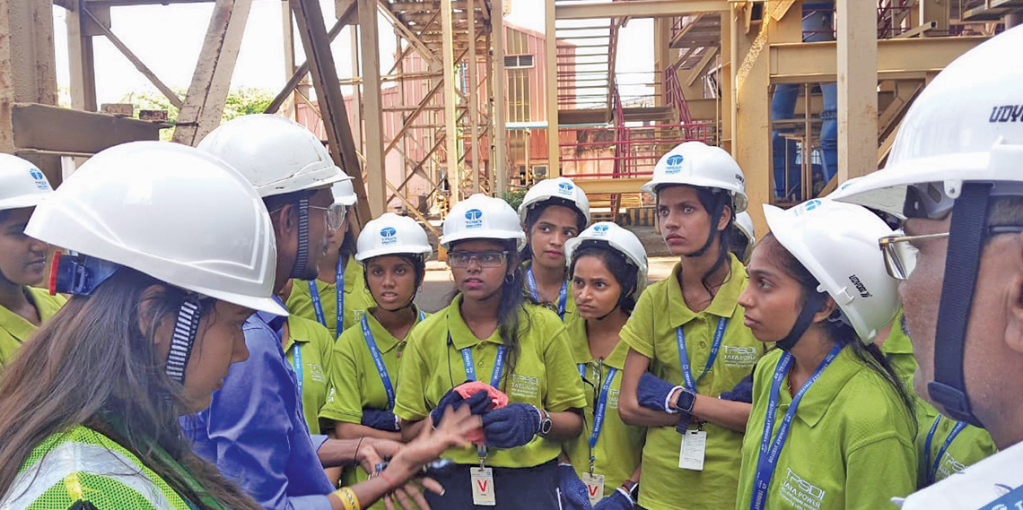 Dual VET trainees from the ITI in Thane, Mumbai, during a site visit to the Tata Power facility in Trombay  