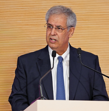 Noel Tata, chairman of the Tata Trusts, delivers the opening address at the Mumbai edition of the Dialogue