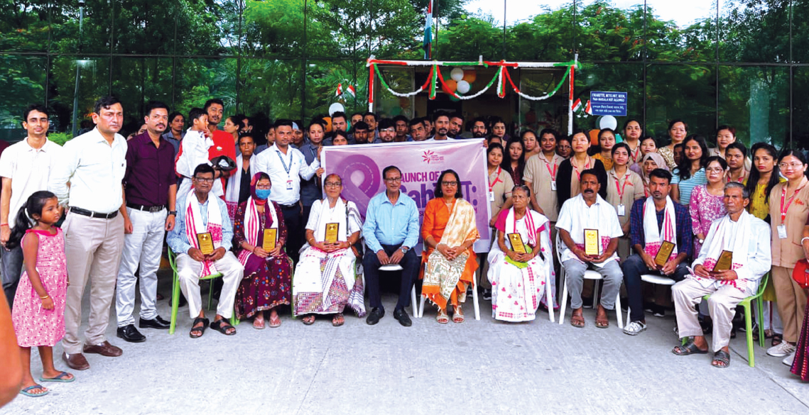 Cancer survivors and hospital staff at an event hosted by the Barpeta Cancer Centre in Assam