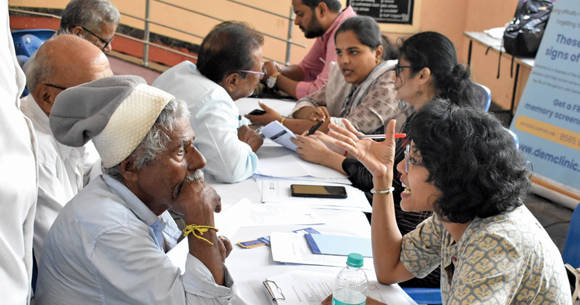 A dementia risk counselling session for elders in Tiptur in Karnataka’s Tumkur district