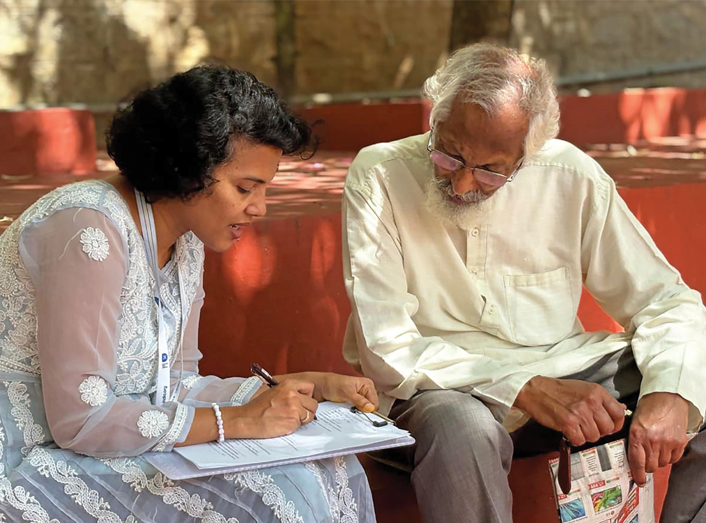 An elder takes a cognitive screening test at Bengaluru’s Koramangala Club