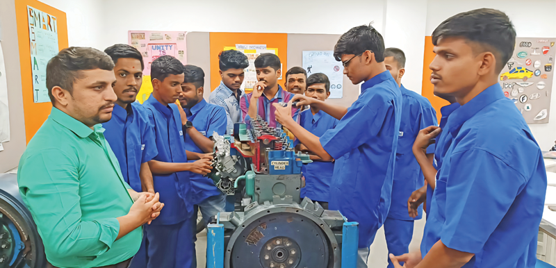 Budding auto technicians train at the Tata STRIVE centre in Nerul in Navi Mumbai