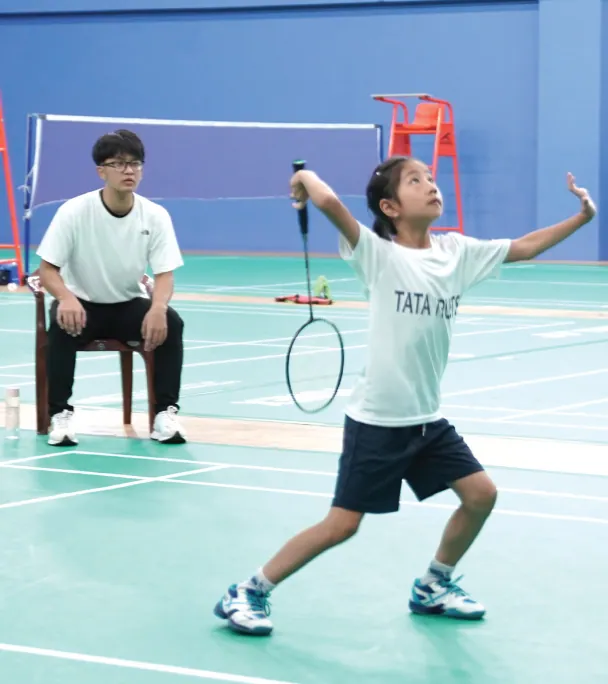 A young player is taken through her paces at the Zuangtui Stadium in Aizawl