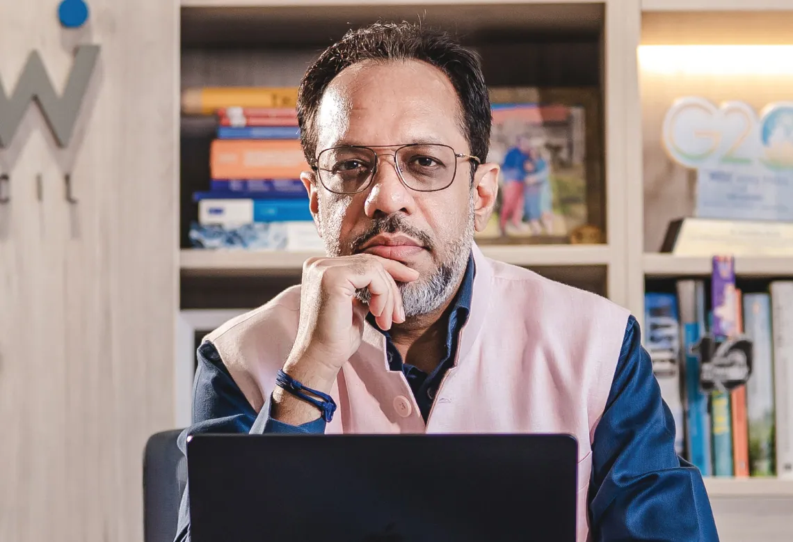 James Robinson addresses the audience at the Bengaluru edition of the Nobel Prize Dialogue India 2026